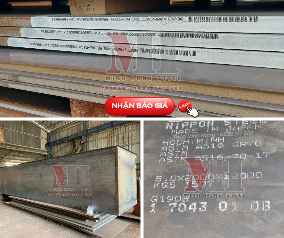Thép tấm chịu nhiệt A515, A516, Q345R